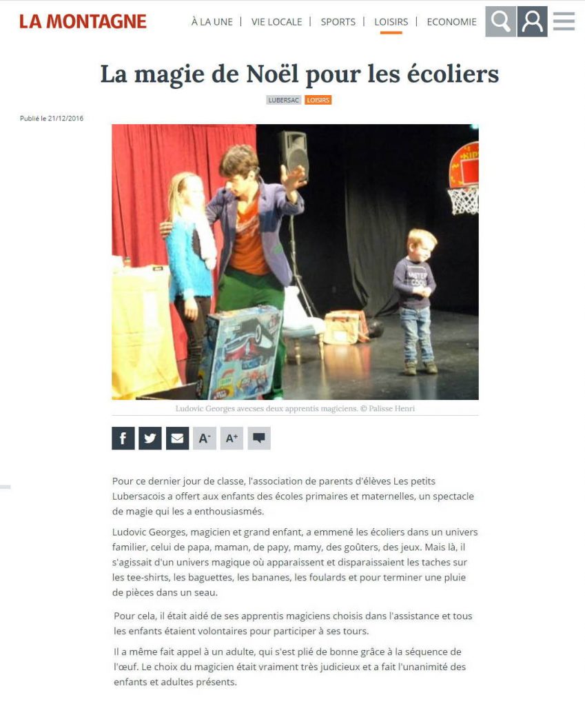 Magicien spectacle enfants Limoges Poitiers Angoulême